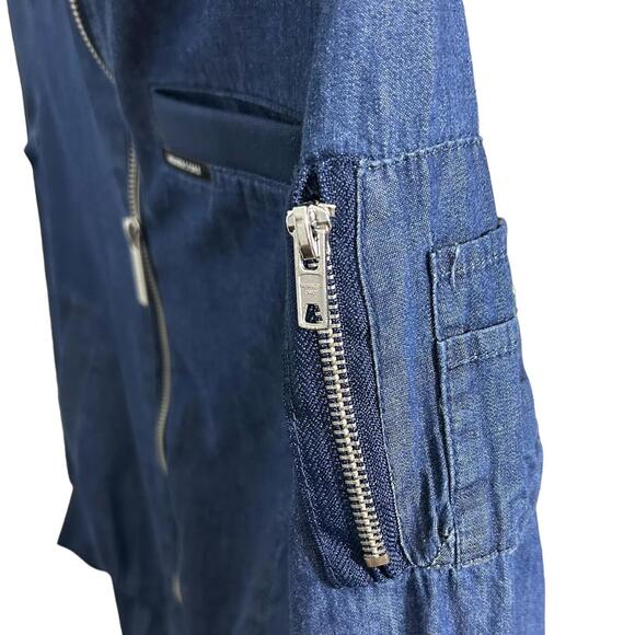 Members Only Girls' (10-12) Blue Denim Soft/Lightweight Cotton Bomber Jacket - Picture 8 of 10